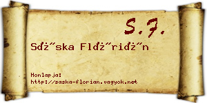Sáska Flórián névjegykártya